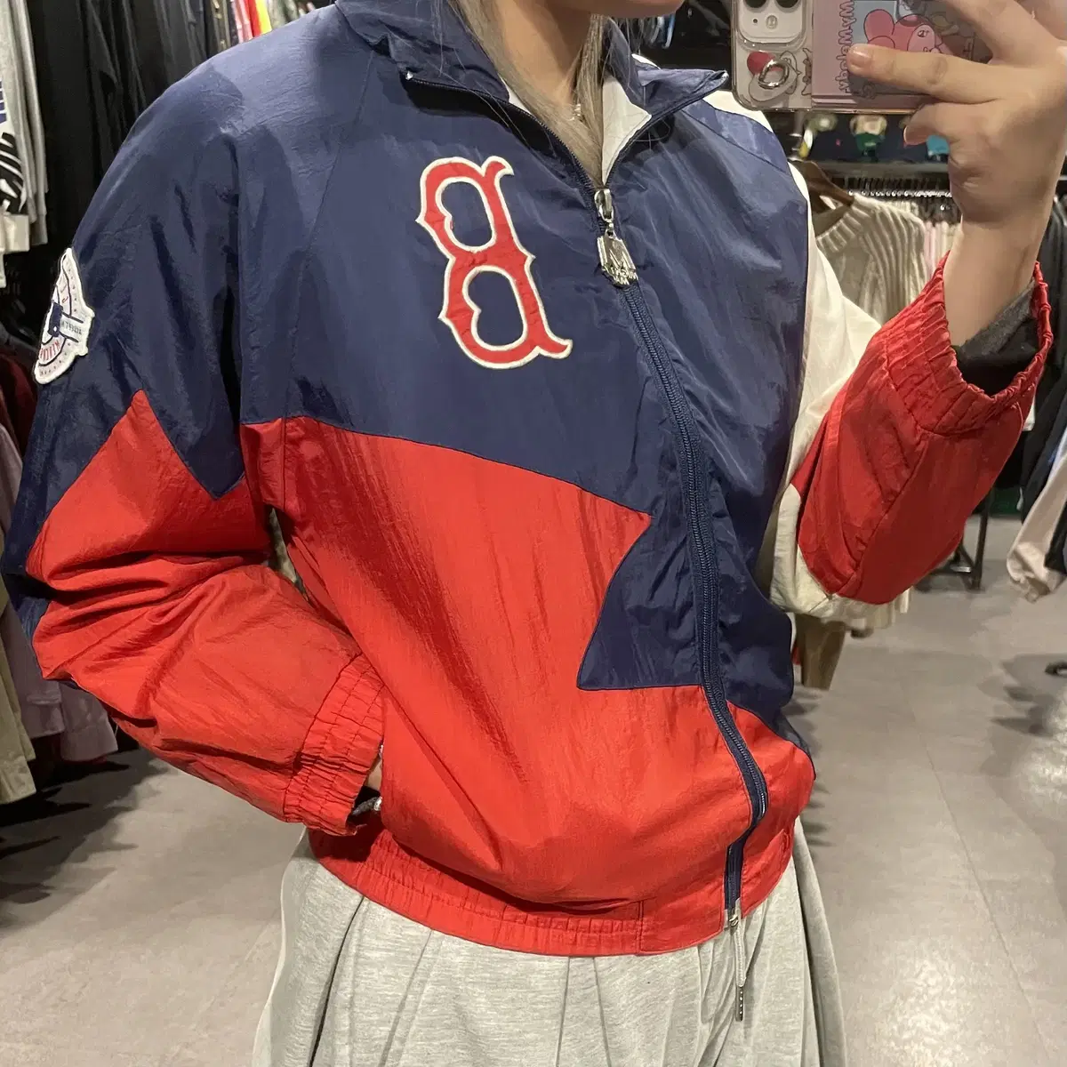 (314) RED SOX -NIKE 나이키 스우시 배색 바람막이 자켓